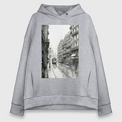 Толстовка оверсайз женская Черно-белый париж, цвет: меланж