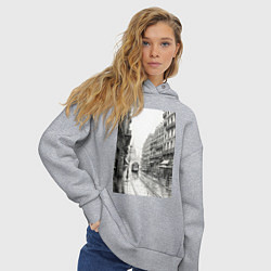 Толстовка оверсайз женская Черно-белый париж, цвет: меланж — фото 2