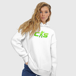 Толстовка оверсайз женская CS2 green logo, цвет: белый — фото 2