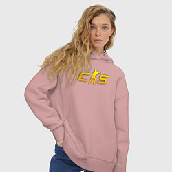 Толстовка оверсайз женская CS2 yellow logo, цвет: пыльно-розовый — фото 2