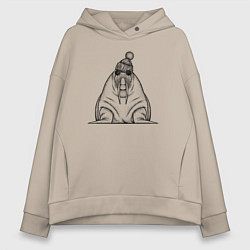 Толстовка оверсайз женская Морж хипстер, цвет: миндальный