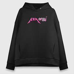 Толстовка оверсайз женская Kenergy - metallica and barbie style, цвет: черный
