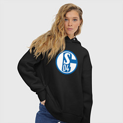 Толстовка оверсайз женская Schalke 04 fc club, цвет: черный — фото 2