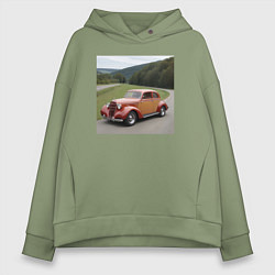 Толстовка оверсайз женская Ретро авто, цвет: авокадо