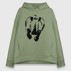 Толстовка оверсайз женская Носорог атакует, цвет: авокадо