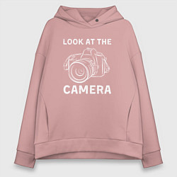 Толстовка оверсайз женская Смотри в камеру, цвет: пыльно-розовый