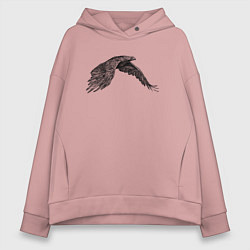 Толстовка оверсайз женская Орёл в полёте, цвет: пыльно-розовый