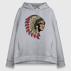 Толстовка оверсайз женская Гордый индеец, цвет: меланж