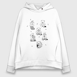 Толстовка оверсайз женская Мишки - раскраски, цвет: белый