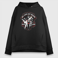 Толстовка оверсайз женская Original apparel my rules bad ass, цвет: черный