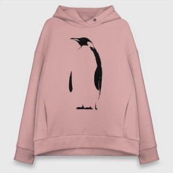 Толстовка оверсайз женская Пингвин стоит трафарет, цвет: пыльно-розовый