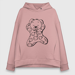 Толстовка оверсайз женская Спящий мишка в пижаме - раскраска, цвет: пыльно-розовый