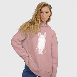 Толстовка оверсайз женская Голова белой лошади анфас, цвет: пыльно-розовый — фото 2