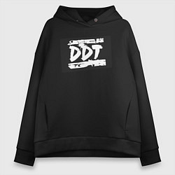 Толстовка оверсайз женская ДДТ - логотип, цвет: черный