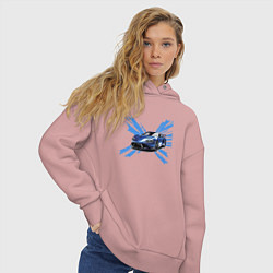 Толстовка оверсайз женская Синий спорткар, цвет: пыльно-розовый — фото 2