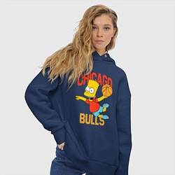 Толстовка оверсайз женская Чикаго Буллз Барт Симпсон, цвет: тёмно-синий — фото 2