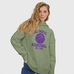 Толстовка оверсайз женская Basketball Los Angeles, цвет: авокадо — фото 2