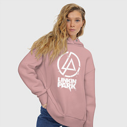 Толстовка оверсайз женская Linkin Park - white, цвет: пыльно-розовый — фото 2