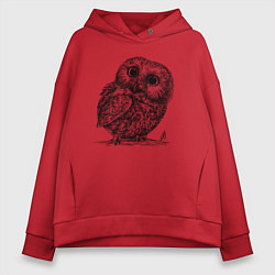Толстовка оверсайз женская Совёнок гравюра, цвет: красный