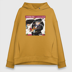 Толстовка оверсайз женская Camouflage - Love Is A Shield, цвет: горчичный