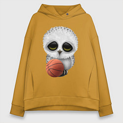 Толстовка оверсайз женская Сова баскетболист, цвет: горчичный