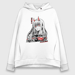 Толстовка оверсайз женская Nissan Silvia S15 Drift Zero Two, цвет: белый