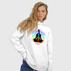 Толстовка оверсайз женская Символ йоги - символы чакры, цвет: белый — фото 2