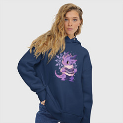 Толстовка оверсайз женская Фиолетовый дракон в свитере, цвет: тёмно-синий — фото 2