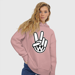 Толстовка оверсайз женская Volkswagen peace, цвет: пыльно-розовый — фото 2