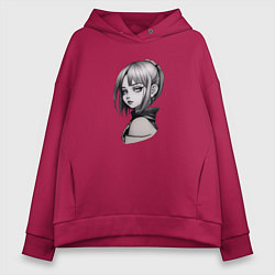 Толстовка оверсайз женская Аниме девушка в ракурсе, цвет: маджента