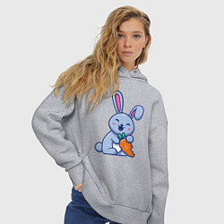 Толстовка оверсайз женская Радостный кролик с морковкой, цвет: меланж — фото 2