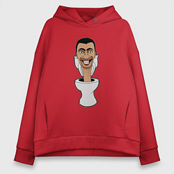 Толстовка оверсайз женская Skibidi Toilet mad, цвет: красный