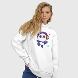 Толстовка оверсайз женская Music panda, цвет: белый — фото 2