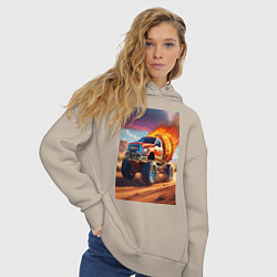 Толстовка оверсайз женская Горящая машина, цвет: миндальный — фото 2