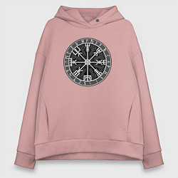 Толстовка оверсайз женская Компас из рун вегвизир, цвет: пыльно-розовый