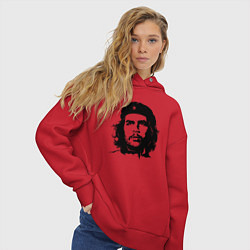 Толстовка оверсайз женская Портрет Че Гевары, цвет: красный — фото 2