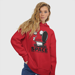 Толстовка оверсайз женская Космическая экспедиция лунохода, цвет: красный — фото 2