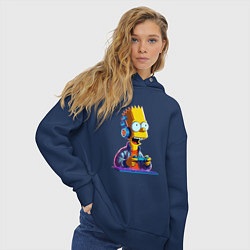 Толстовка оверсайз женская Bart is an avid gamer, цвет: тёмно-синий — фото 2