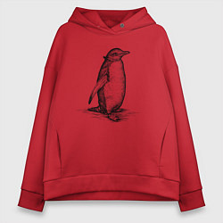 Толстовка оверсайз женская Императорский пингвиненок, цвет: красный