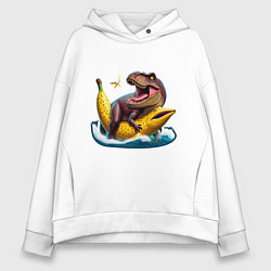 Толстовка оверсайз женская Членозавр Рекс, цвет: белый