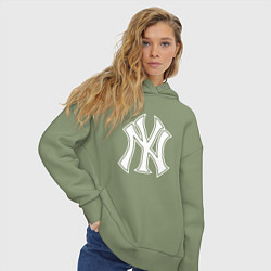 Толстовка оверсайз женская New York yankees - baseball logo, цвет: авокадо — фото 2