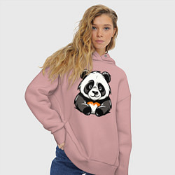 Толстовка оверсайз женская Милая панда лежит, цвет: пыльно-розовый — фото 2