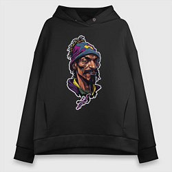 Толстовка оверсайз женская Snoop dogg head, цвет: черный
