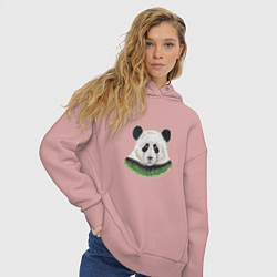 Толстовка оверсайз женская Медведь панда, цвет: пыльно-розовый — фото 2