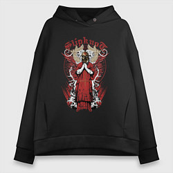 Толстовка оверсайз женская Slipknot на фоне антихриста, цвет: черный