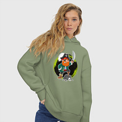 Толстовка оверсайз женская Мультяшный пират, цвет: авокадо — фото 2