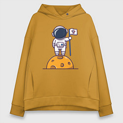 Толстовка оверсайз женская Космонавтик на луне, цвет: горчичный
