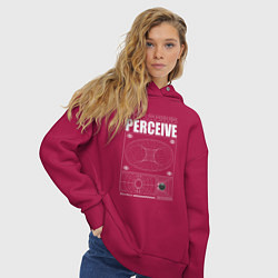 Толстовка оверсайз женская Perceive streetwear, цвет: маджента — фото 2