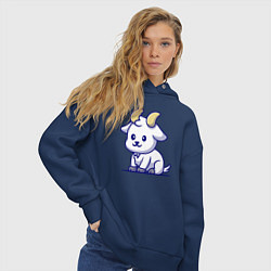 Толстовка оверсайз женская Козлёнок, цвет: тёмно-синий — фото 2