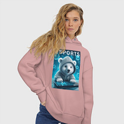 Толстовка оверсайз женская Белый медвежонок - киберспорт, цвет: пыльно-розовый — фото 2